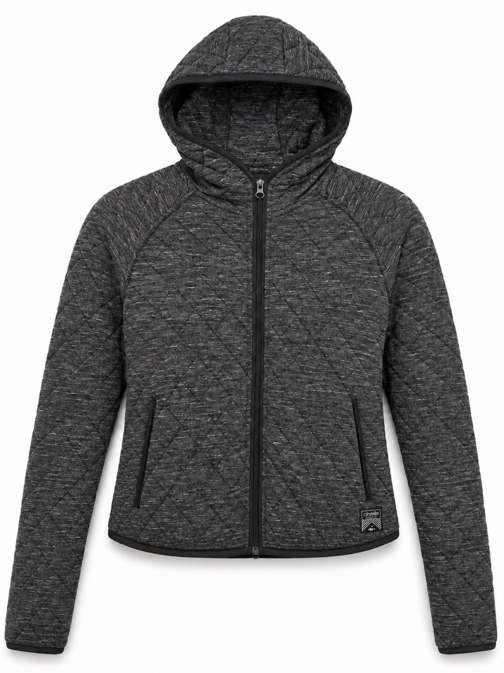 Oiselle Quilted Full Zip Hooded Running Jacket Women’s Size S Gray